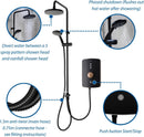 Shower system with various components and features highlighted