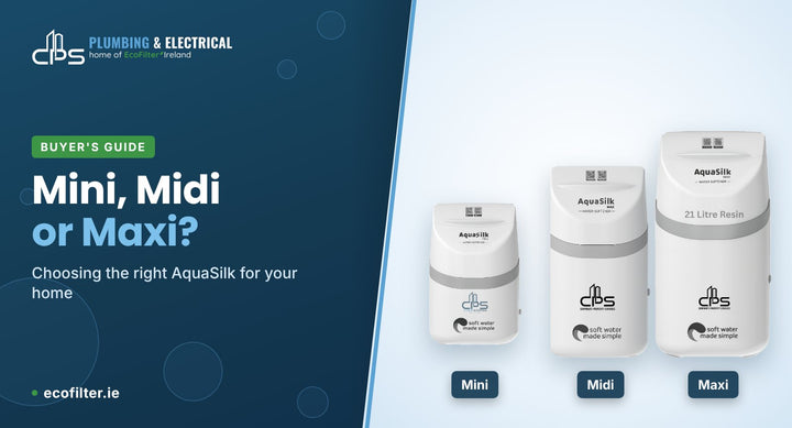 EPS AquaSilk Mini, Midi and Maxi water softeners side by side