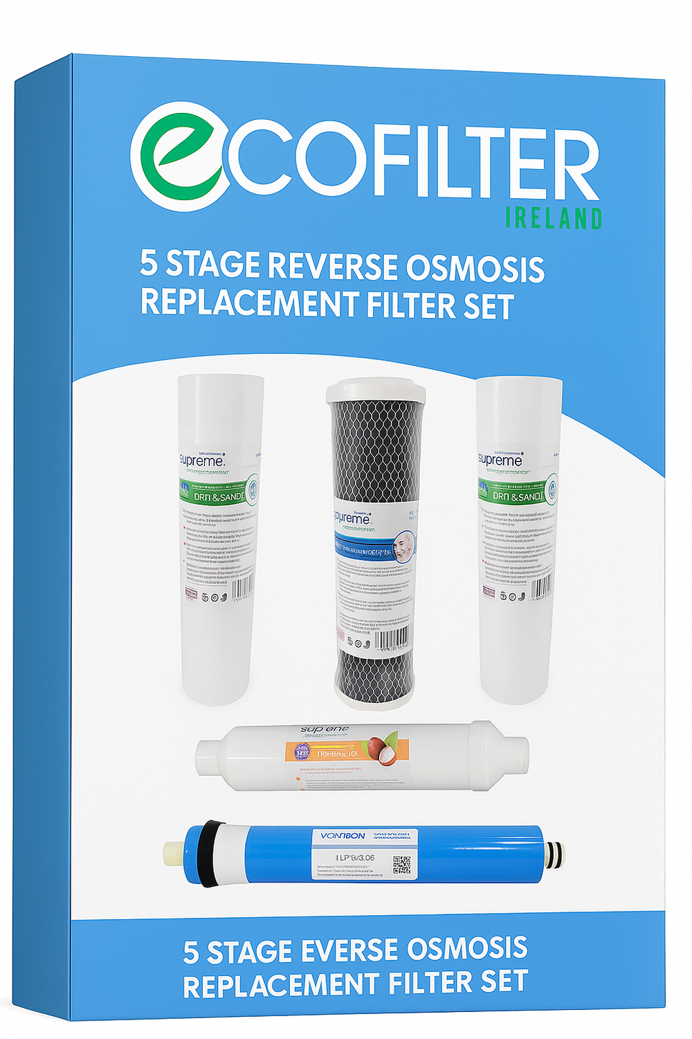 Smart Pack 5-Stage Reverse Osmosis Replacement Filter Set With 75 GPD Membrane - RO-75KIT