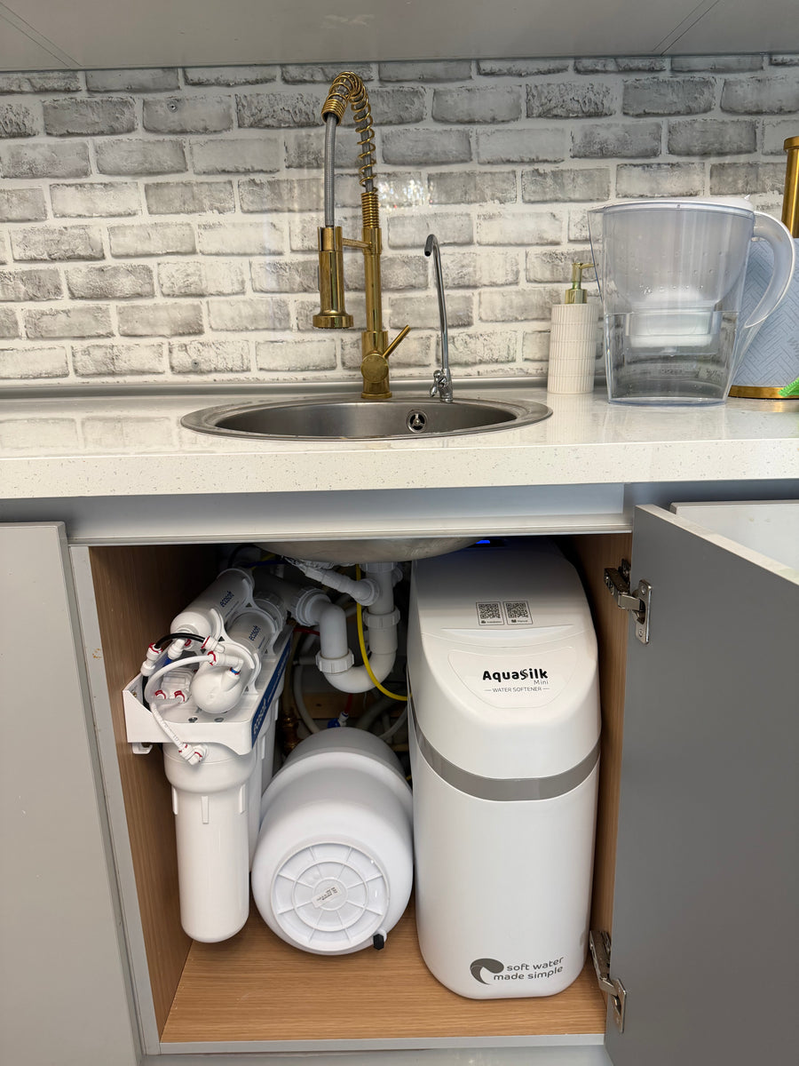 Water softener and drinking water filter fitted under a kitchen sink by CPS Plumbing & Electrical