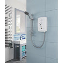 Shower control panel with hose and showerhead in a bathroom setting