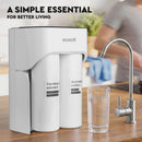 Ecosoft CROSS MAX direct flow reverse osmosis system with faucet and glass of purified water