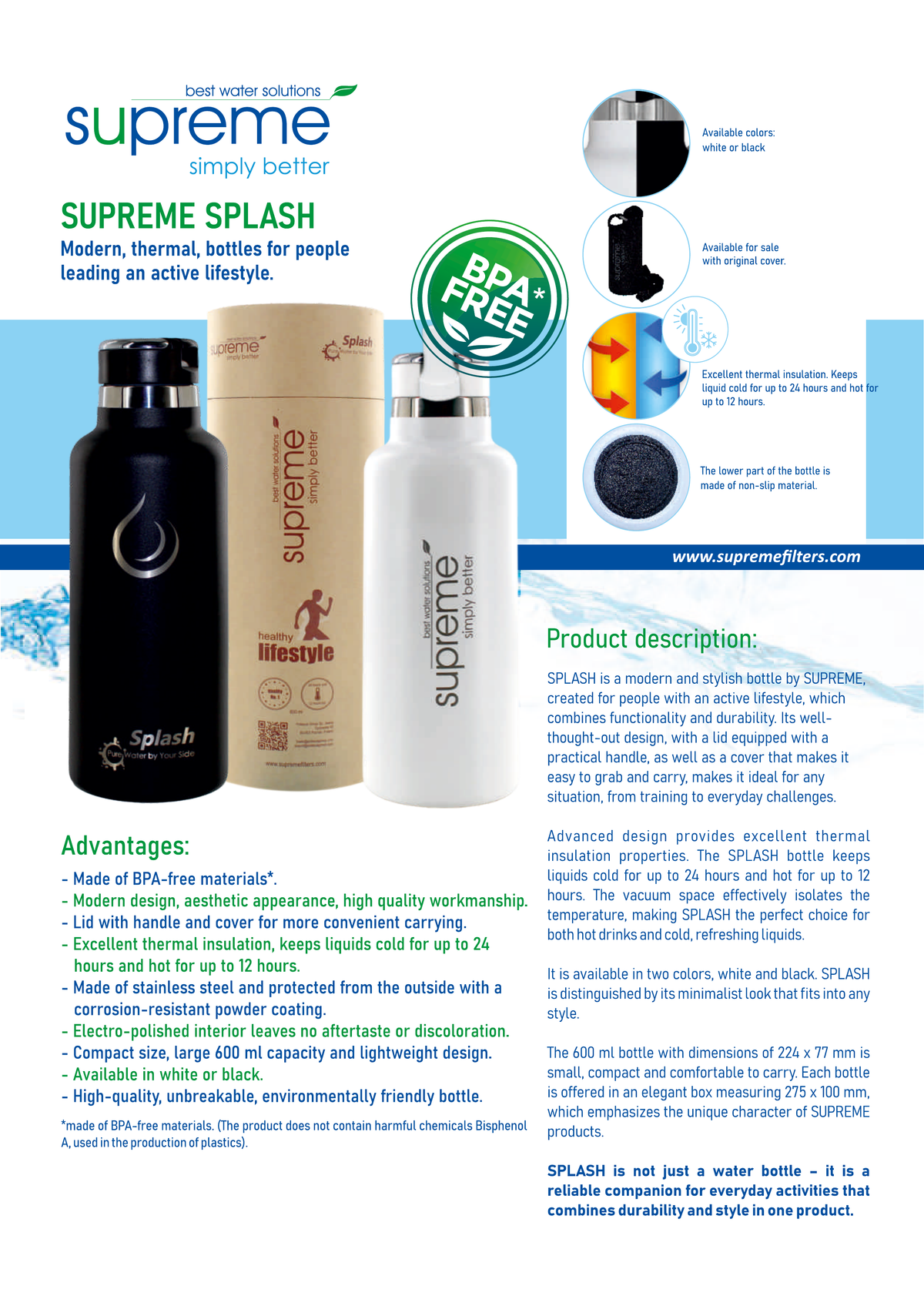 Supreme Splash White 600ml | EcoFilter Ireland