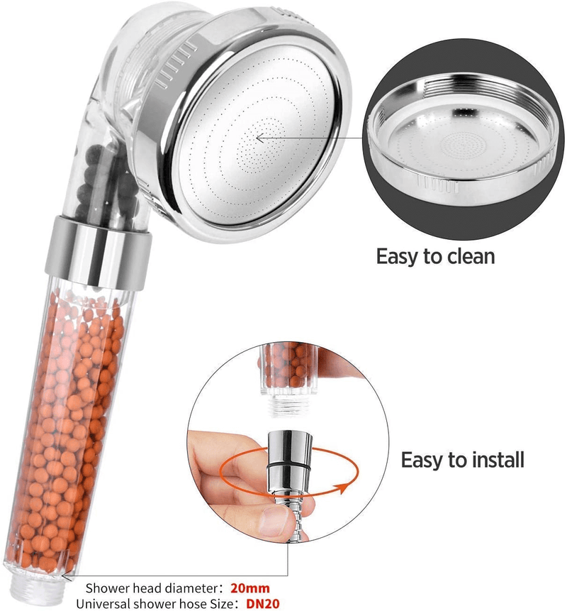 easy to install shower head with beads