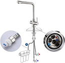 KAIBOR 3 Way Kitchen Tap Stainless Steel with Water Filter Way Drinking Water Kitchen Sink Tap 360°Swivel Spout 2 Lever Kitchen Mixer Stainless Steel