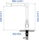 KAIBOR 3 Way Kitchen Tap Stainless Steel with Water Filter Way Drinking Water Kitchen Sink Tap 360°Swivel Spout 2 Lever Kitchen Mixer Stainless Steel