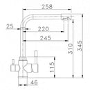Osmio Fabia 304 Stainless Steel 3-Way (Tri-flow) Kitchen Tap €235.00 Water Filter Tap